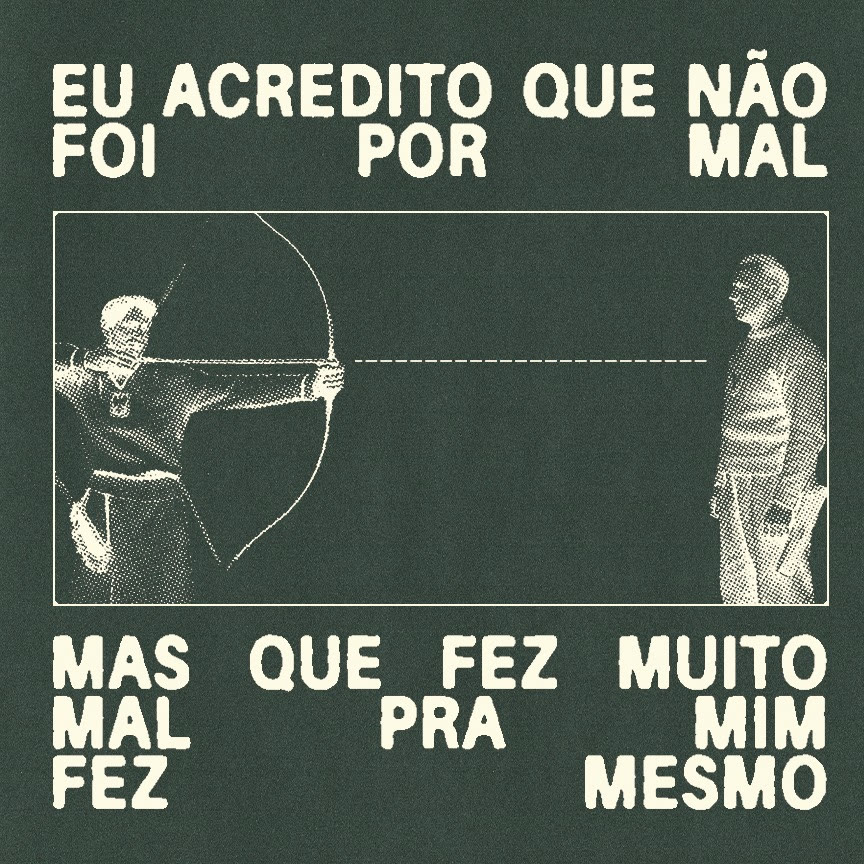 pôster verde com arqueiro mirando um homem