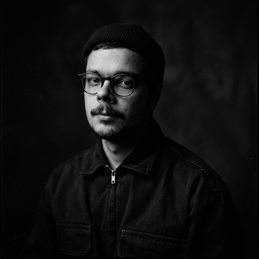 retrato do densiq em preto e branco